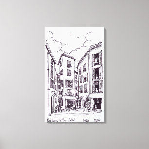 Lienzo Rue Droite y Rue Collet Viejo Niza, Francia