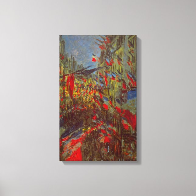 Lienzo Rue Montorgueil con banderas de Claude Monet (Anverso)