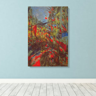 Lienzo Rue Montorgueil con banderas por Claude Monet