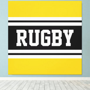 Lienzo RUGBY Rayas de Carreras blanco amarillo pálido