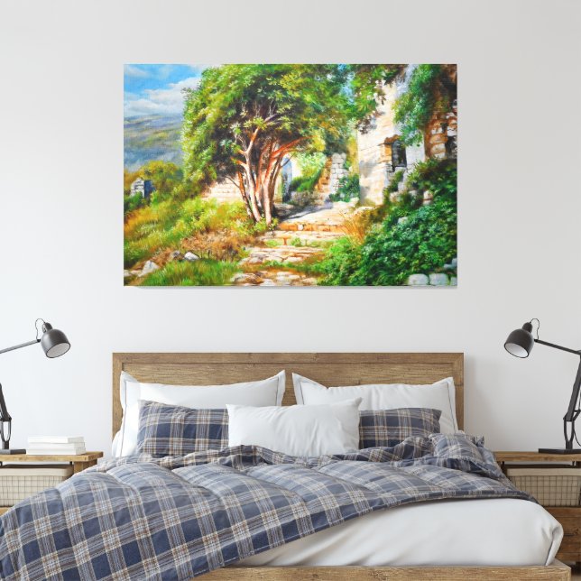 Lienzo Ruinas antiguas con árboles iluminados por la luz  (Insitu(Dormitorio))