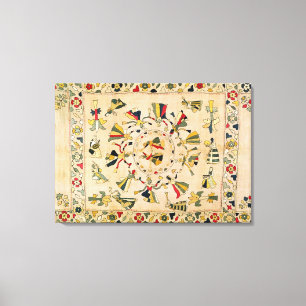 Lienzo Rumal: cubierta cuadrada del bordado que muestra