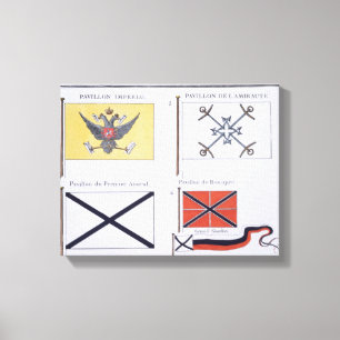 Lienzo Ruso señala por medio de una bandera, de un libro