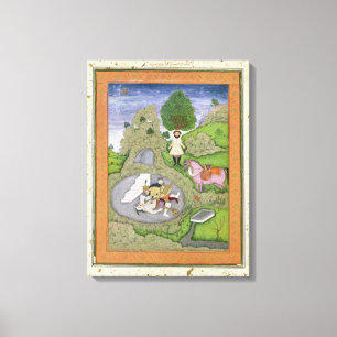 Lienzo Rustam que mata al demonio blanco, ilustracion de