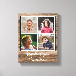 Lienzo Rustic Brown Wood 4 Collage de fotos Abuela