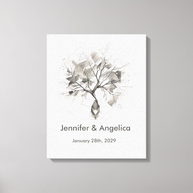 Lienzo Rustic Wedding Fingerprint Tree (Anverso)