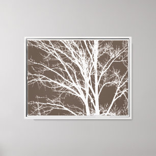 Lienzo Rústica ramas de árbol blanco marrón