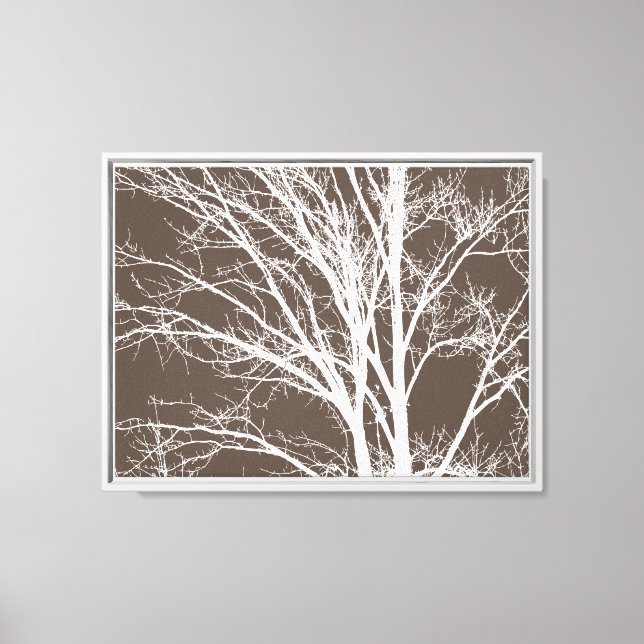 Lienzo Rústica ramas de árbol blanco marrón (Anverso)