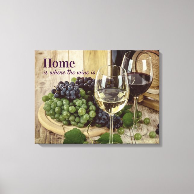 Lienzo Rústico Vino Rojo y Blanco Gafas de uva (Anverso)