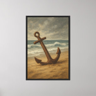 Lienzo Rusty Anchor a orillas del río