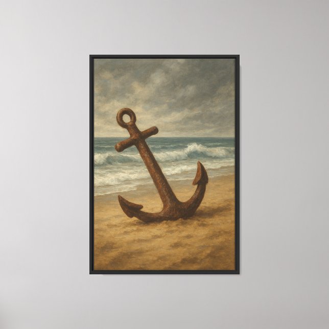 Lienzo Rusty Anchor a orillas del río (Anverso)