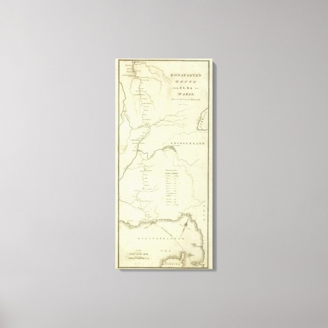 Lienzo Ruta de Bonaparte de Elba a París (Anverso)