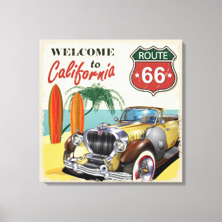 Lienzo Ruta Retro 66 "Bienvenidos a California" poster,