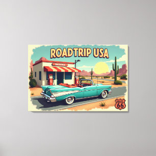 Lienzo Ruta Retro 66 Viaje por carretera - Paisaje vibran