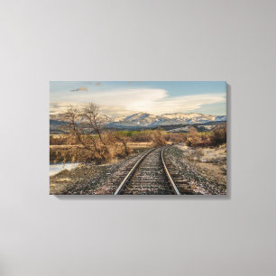 Lienzo Rutas ferroviarias que se curvan antes de las mont