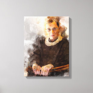 Lienzo Ruth Bader Ginsburg con retrato de juez con toga