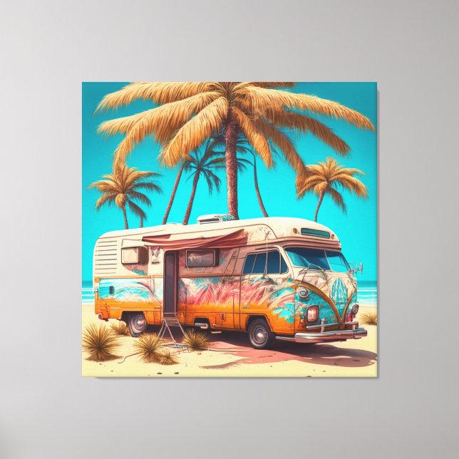 Lienzo RV Retro y Palmeras (Anverso)