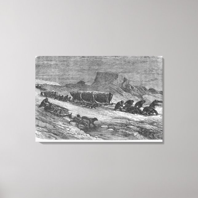 Lienzo Sacar los trineos a través del hielo del paquete (Anverso)