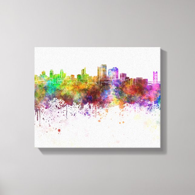 Lienzo Sacramento skyline in watercolor background (Anverso)