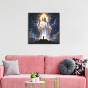 Lienzo Sacred Heart of Jesus Cosmic Galaxy Square Canvas 