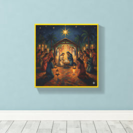 Lienzo Sacred Night Nativity Scene – Vibrant Christmas