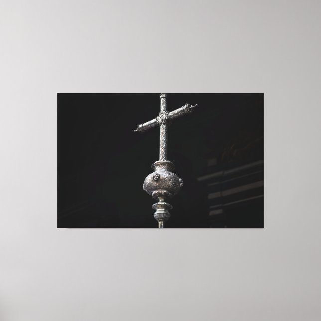 Lienzo Sacred Silver: Ornate Processional Cross (Anverso)