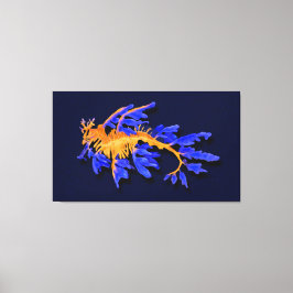 Lienzo Sadragón dorado y azul ilustrado