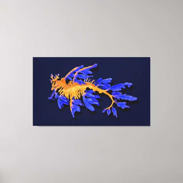 Lienzo Sadragón dorado y azul ilustrado (Anverso)