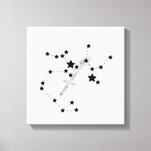 Lienzo Sagittarius negras y plateadas zodiac