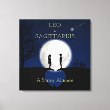 Sagittarius y Leo Zodiac Star Sign Moon Canvas