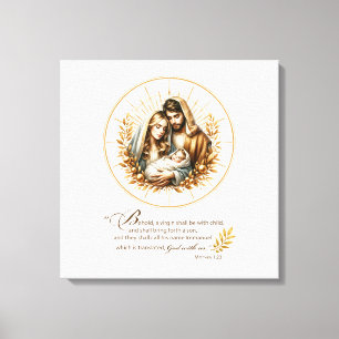 Lienzo Sagrada Familia Navidad Immanuel Dios Con Nosotros