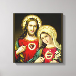Lienzo Sagrado Jesús Inmaculado Corazón María