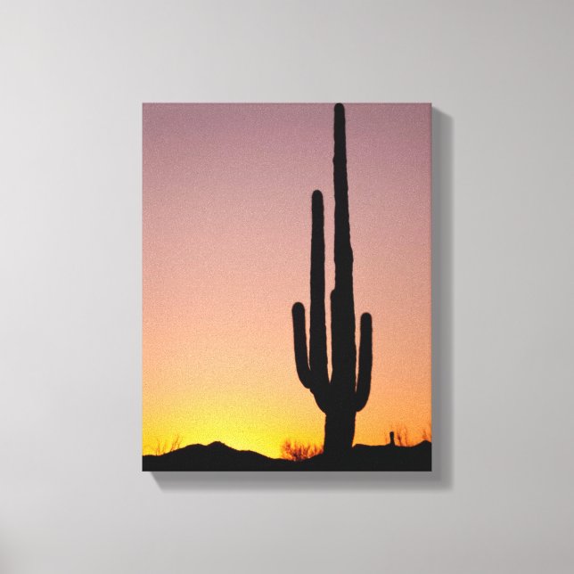 Lienzo Saguaro Cactus al atardecer (Anverso)