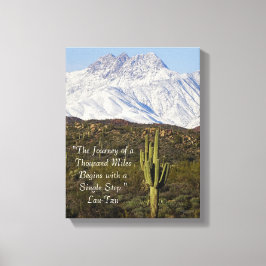 Lienzo Saguaro Cactus Montañas con capa de nieve Arizona 