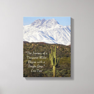 Lienzo Saguaro Cactus Montañas con capa de nieve Arizona