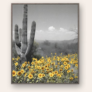 Lienzo Saguaro Cactus y Sunflowers, desierto del suroeste