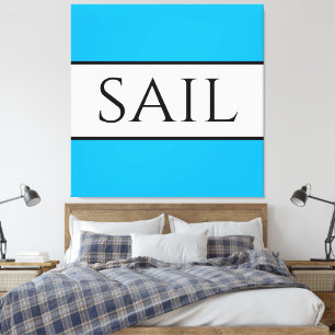 Lienzo SAIL Sporty Wide Azure Azul franjas náuticas blanc