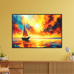 Lienzo Sailboat at Sunset Colorful Abstract Art