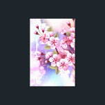 Lienzo Sakura rosa sobre fondo de pintura<br><div class="desc">Dibujado artísticamente,  rama de rosa,  flores de cerezo sobre fondo pintoresco,  texturizado,  pintado con pintura blanca,  rosa y azul. Pink Sakura</div>