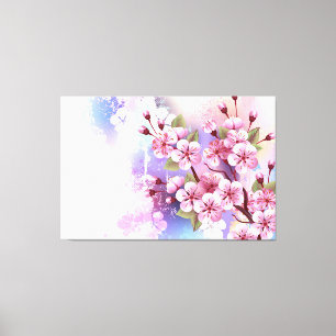 Lienzo Sakura rosa sobre fondo de pintura