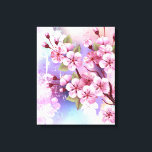 Lienzo Sakura rosa sobre fondo de pintura<br><div class="desc">Dibujado artísticamente,  rama de rosa,  flores de cerezo sobre fondo pintoresco,  texturizado,  pintado con pintura blanca,  rosa y azul. Pink Sakura</div>