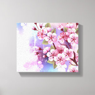 Lienzo Sakura rosa sobre fondo de pintura