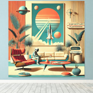 Lienzo Sala de estar familiar de la era espacial futurist