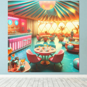 Lienzo Sala de estar retrofuturista atómica de Florida