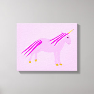 Lienzo Sala de guardería Unicorn para bebé rosa bonito