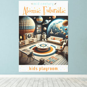 Lienzo Sala de juegos infantil futurista atómico de la er