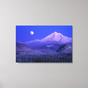 Lienzo Salida de la luna sobre Mt Hood invierno, Oregon