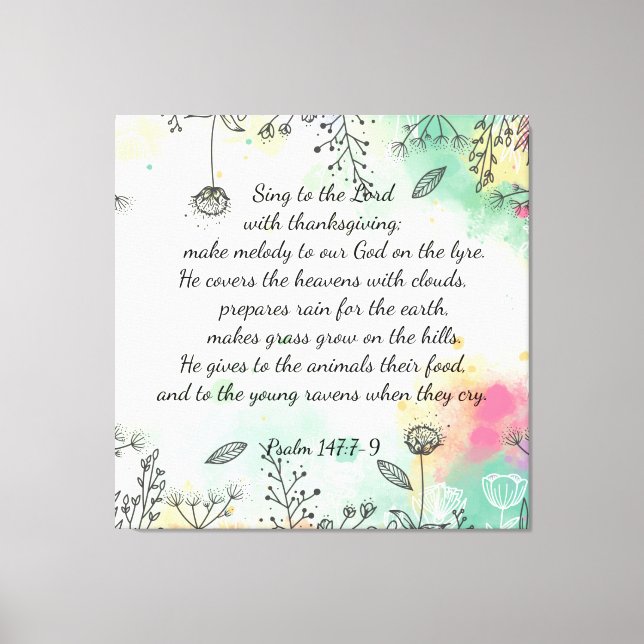 Lienzo Salmo 147:7-9 (Anverso)