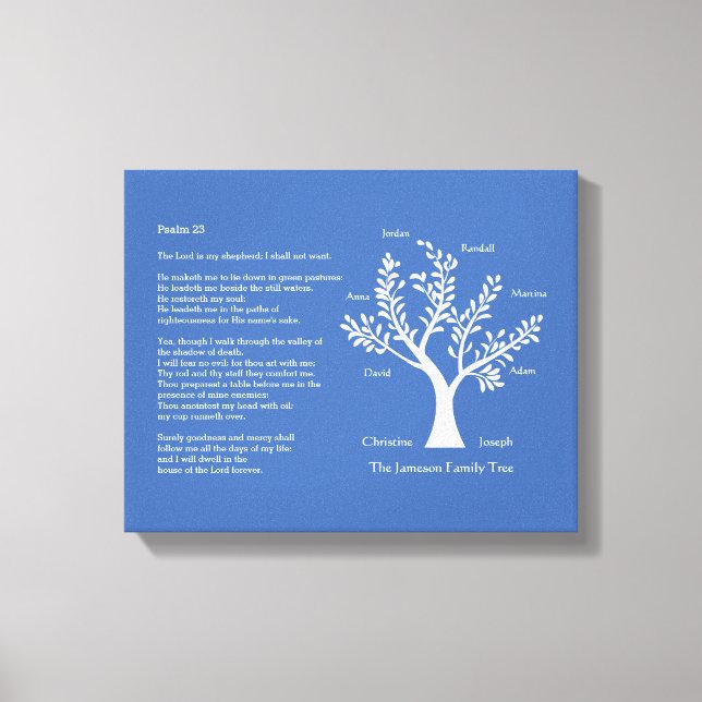Lienzo Salmo 23 con árbol de familia, (Anverso)