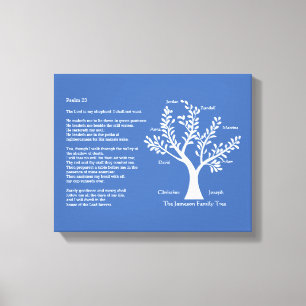 Lienzo Salmo 23 KJV con el árbol de familia,